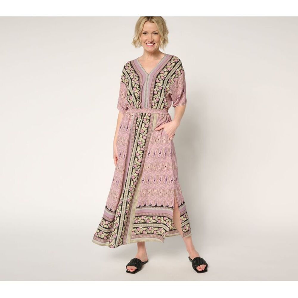 Belle by Kim Gravel Women's Dress Sz XS Boho Lotus Sunrise Multi-colored A679787